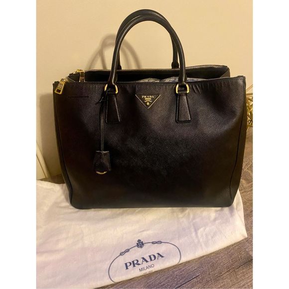 Prada Handbags - Prada Black Tote with Gold Details